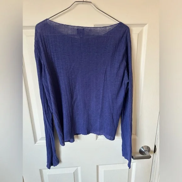 EILEEN FISHER DARK PURPLE Women's Linen Top. - Picture 5 of 10